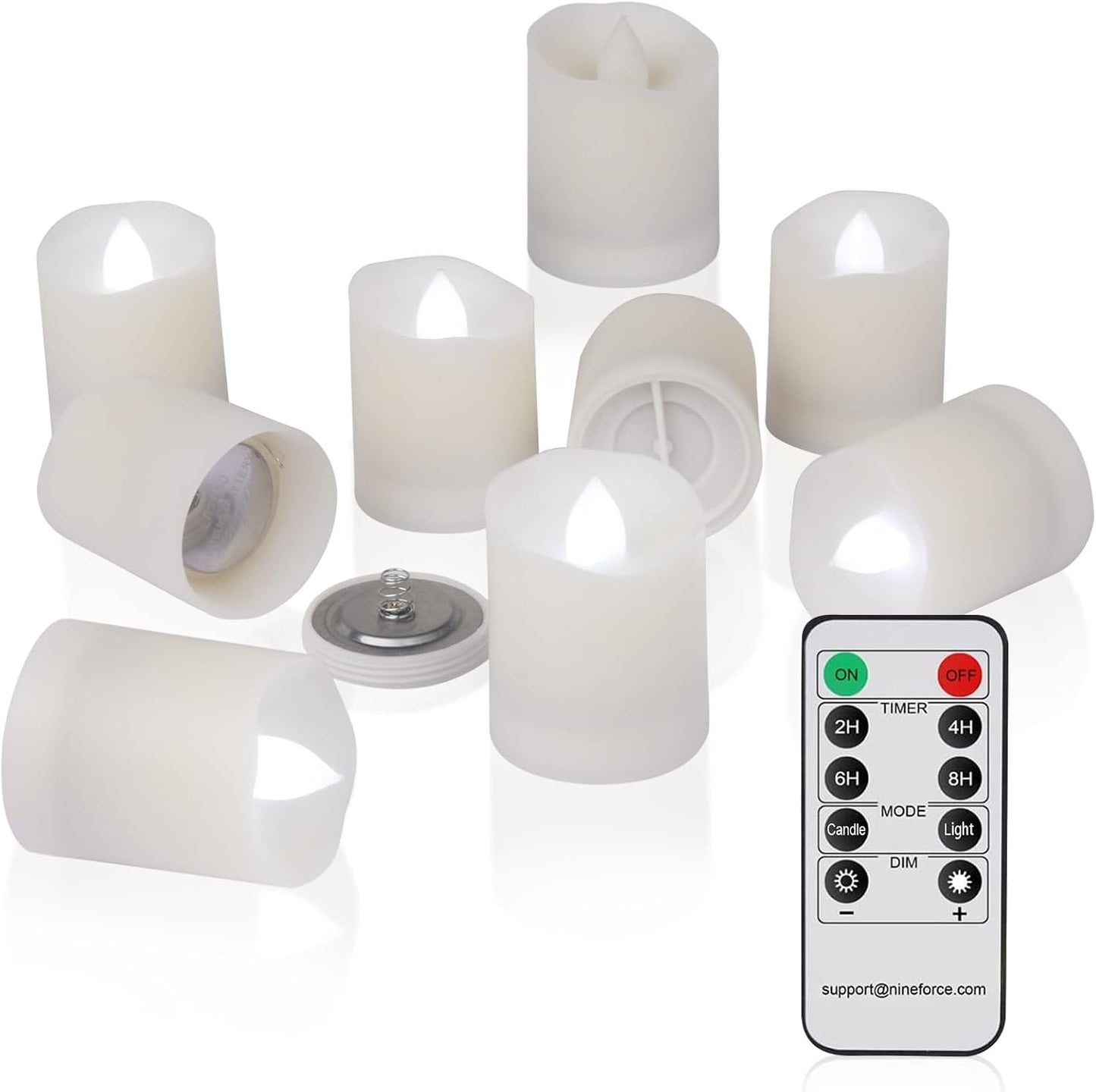Flameless Tea Lights With Remote - Battery Operated LED Candles With Timer, Votive, Unscented, Outdoor, Warm White, Flickering, 200 Hours, 6 Set x 1.8"