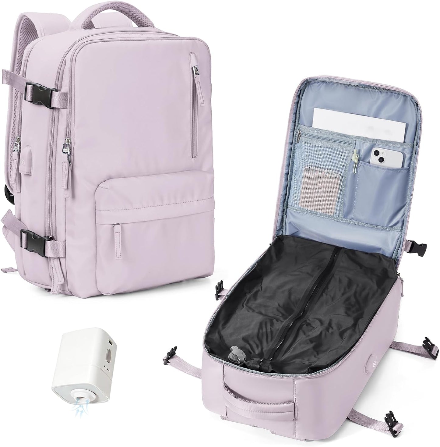 Women's Vacuum Travel Backpack, 18×14×8 Inch Carry-On for Spirit Airlines, Laptop Hiking Rucksack-peachpink