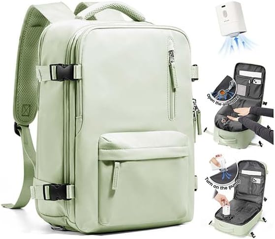Women's Vacuum Travel Backpack, 18×14×8 Inch Carry-On for Spirit Airlines, Laptop Hiking Rucksack-mintgreen