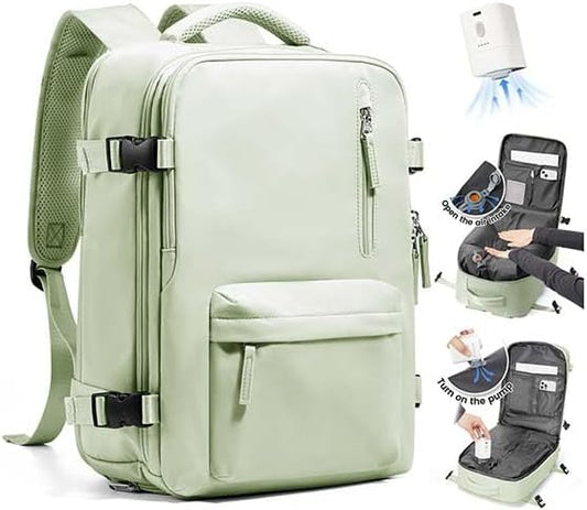 Women's Vacuum Travel Backpack, 18×14×8 Inch Carry-On for Spirit Airlines, Laptop Hiking Rucksack-mintgreen
