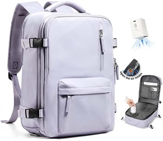Women's Vacuum Travel Backpack, 18×14×8 Inch Carry-On for Spirit Airlines, Laptop Hiking Rucksack-taropurple