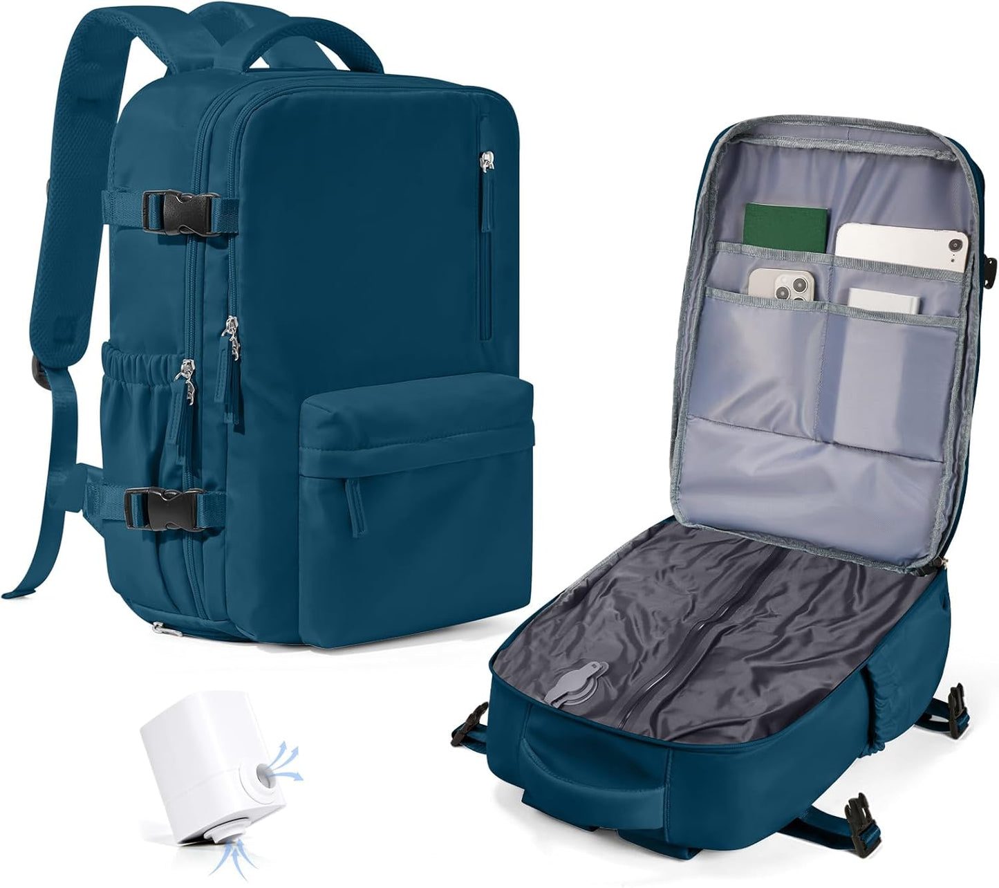Women's Vacuum Travel Backpack, 18×14×8 Inch Carry-On for Spirit Airlines, Laptop Hiking Rucksack-peacockblue2