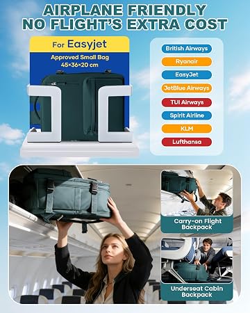 Women's Vacuum Travel Backpack, 18×14×8 Inch Carry-On for Spirit Airlines, Laptop Hiking Rucksack-peacockblue1