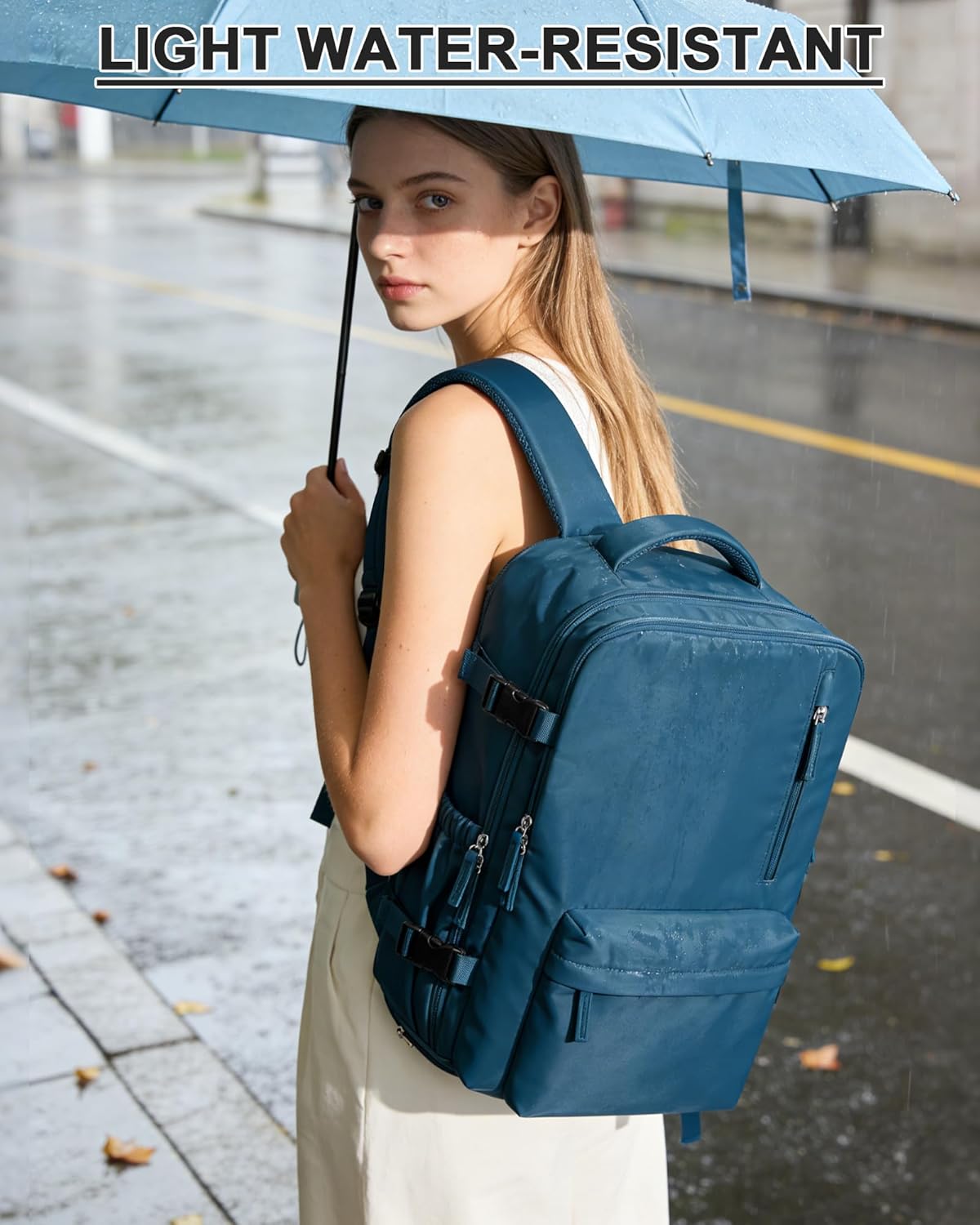 Women's Vacuum Travel Backpack, 18×14×8 Inch Carry-On for Spirit Airlines, Laptop Hiking Rucksack-peacockblue2