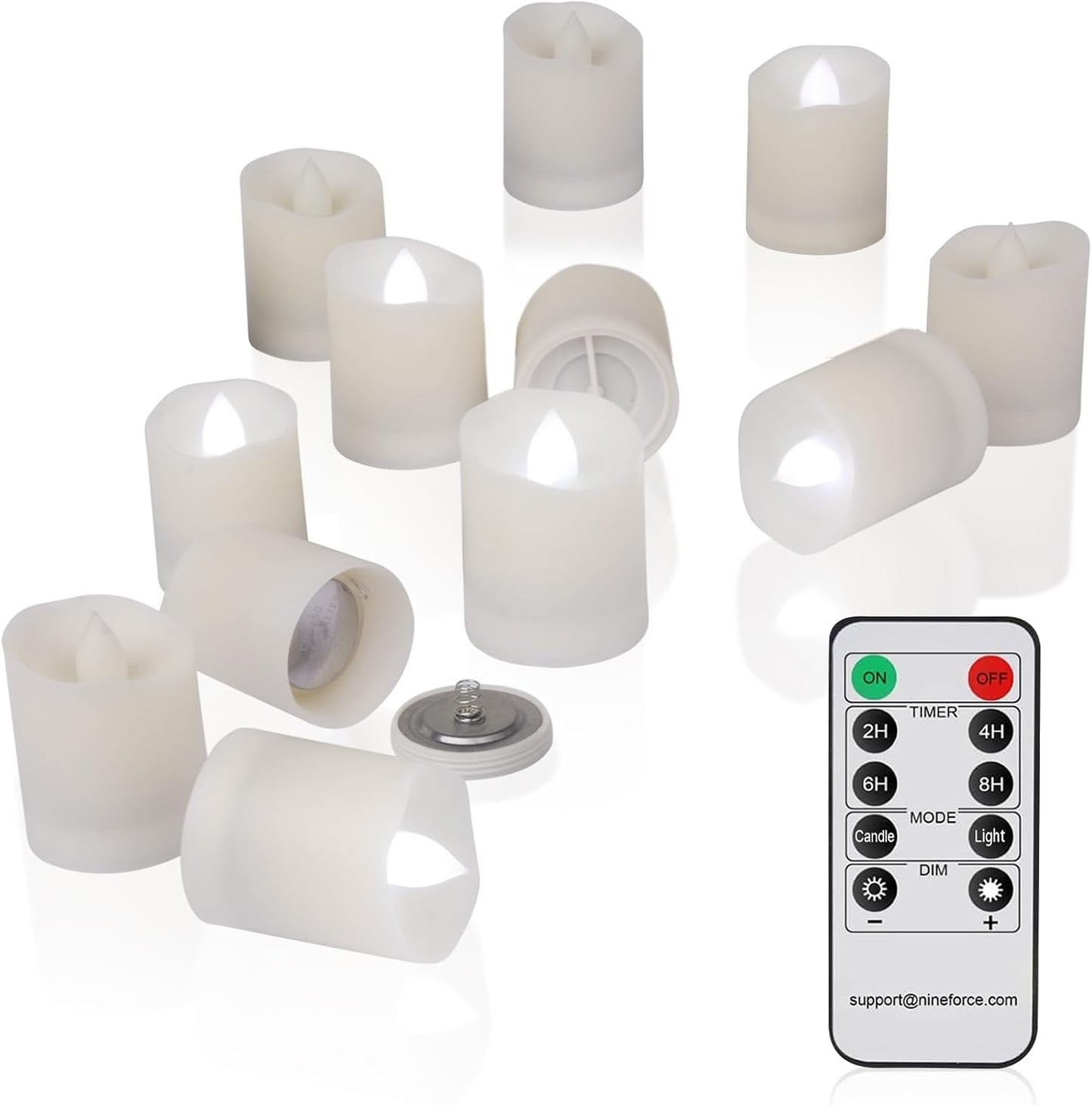Flameless Tea Lights With Remote - Battery Operated LED Candles With Timer, Votive, Unscented, Outdoor, Warm White, Flickering, 200 Hours, 6 Set x 1.8"