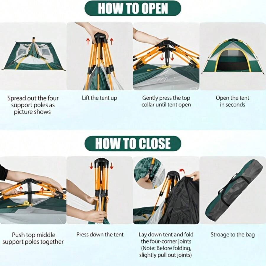 Easy Trip Instant Pop-Up Tent (1-4P), Windproof & Breathable Dual Doors, Lightweight Portable Outdoor Shelter.