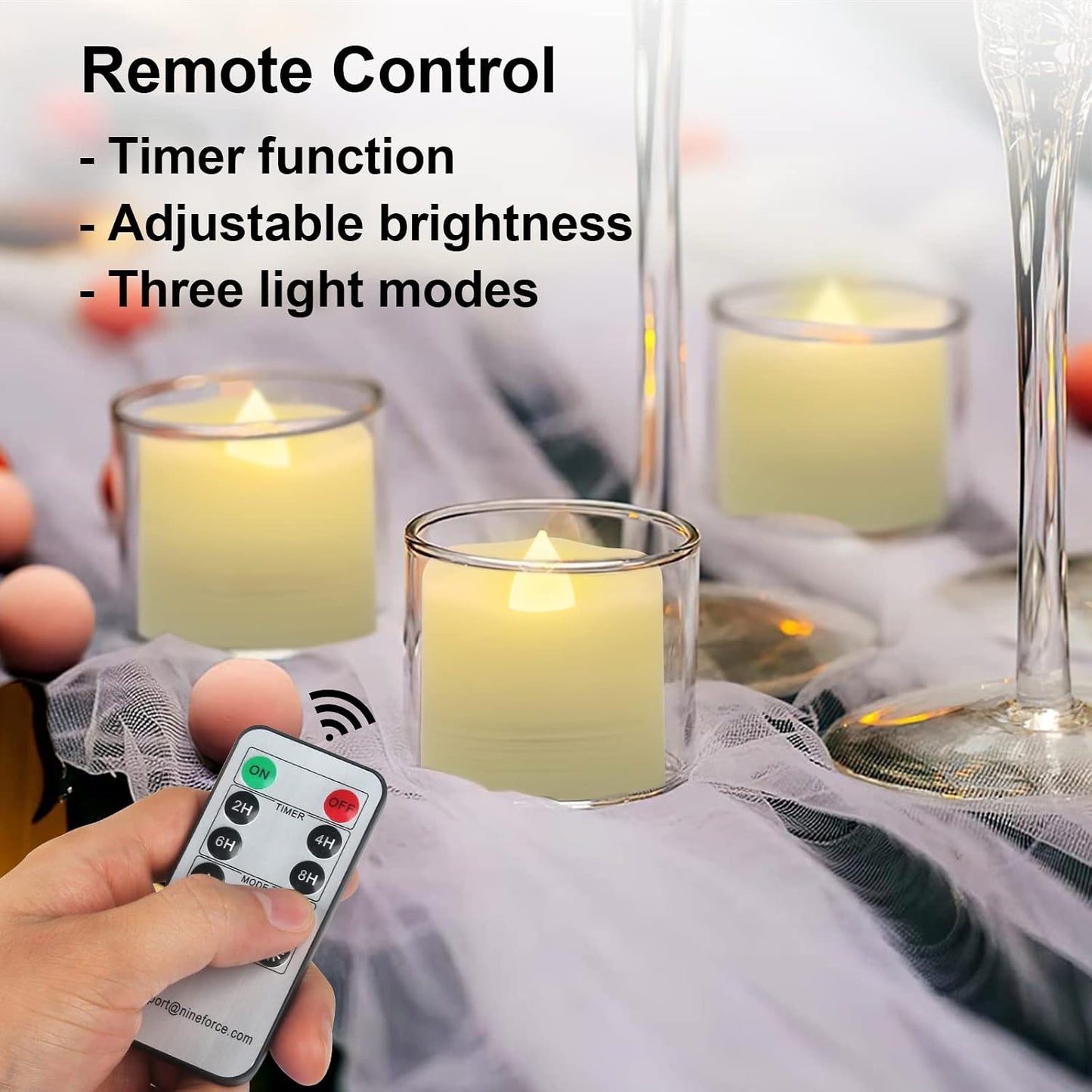 Flameless LED Tealight Candles with Timer - Unscented Outdoor Flickering Warm White Flame Fake Candles, Battery Operated - 6 Set x 1.3