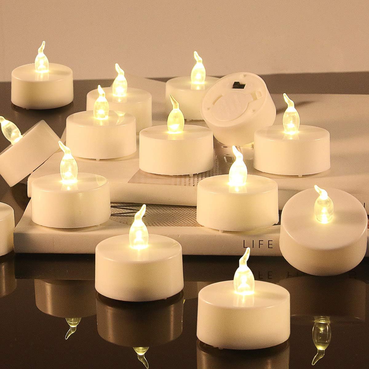GameXcel Flameless LED Tealight Candles, 20 Pcs Battery Operated Flickering Tea Lights Fake Candles Unscented Realistic Warm Electric Votive Candles for Wedding Holiday Party Home Christmas Decor