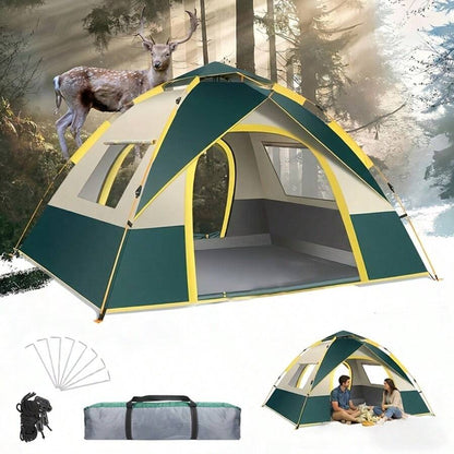 Easy Trip Instant Pop-Up Tent (1-4P), Windproof & Breathable Dual Doors, Lightweight Portable Outdoor Shelter.